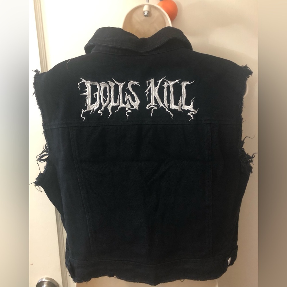 NWT Dolls Kill Cropped Black Denim Jacket Size XX-Large